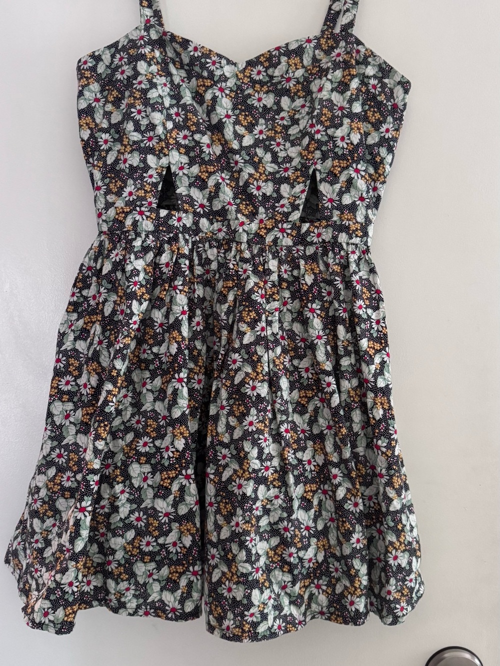Women Black Floral Sundress with Spaghetti Straps